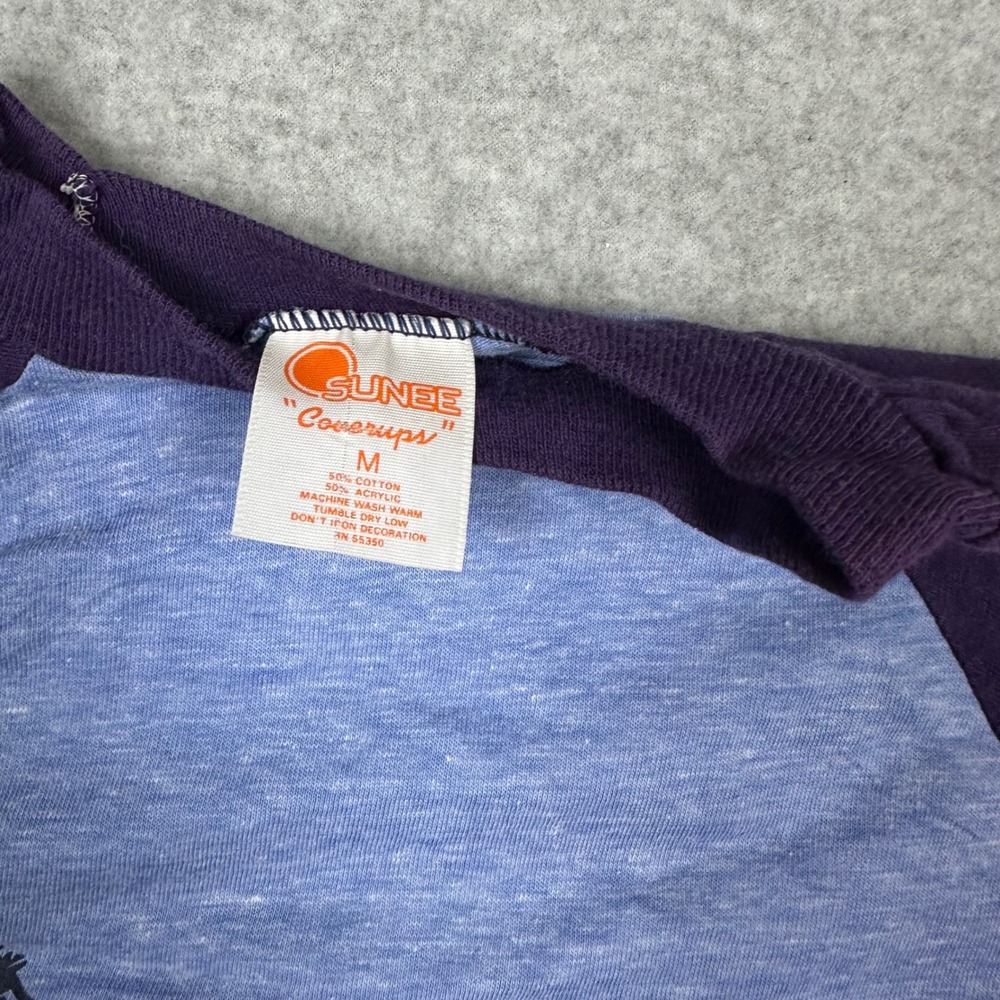 Vtg Sunee Coverups Florida Raglan T Shirt Purple Blue Sunset Seagull‎ Small - Picture 3 of 8